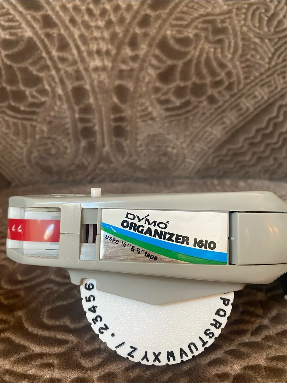 Retro Dymo Organizer 1610 and Rotex Handheld Label Makers in light gray red
